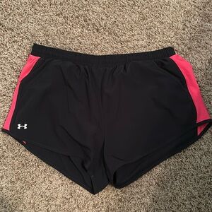Under Armour Charcoal and Pink Athletic Shorts with Liner and Pockets